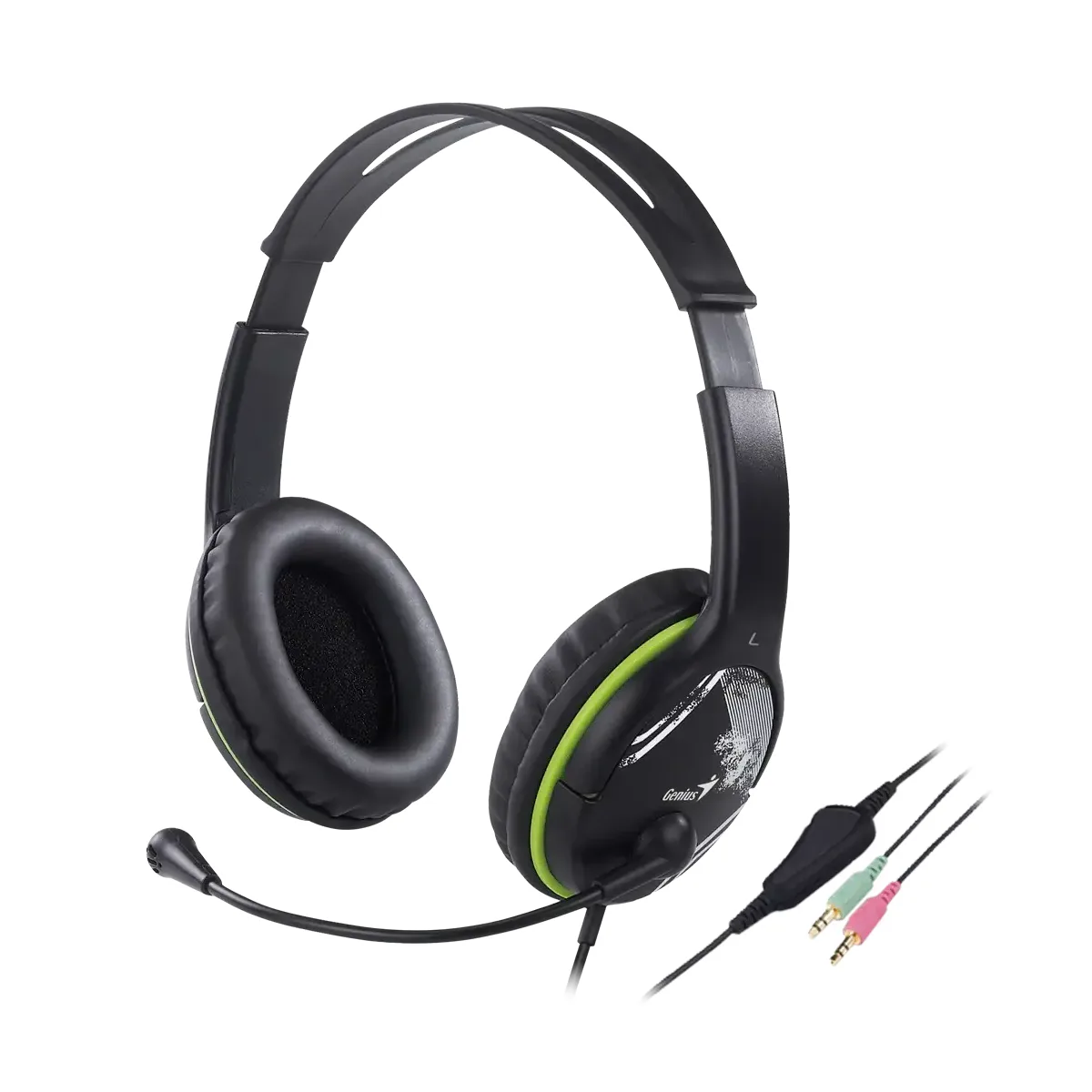 Auricular c/Mic Genius HS-400A,Green,+Single Jack Cable