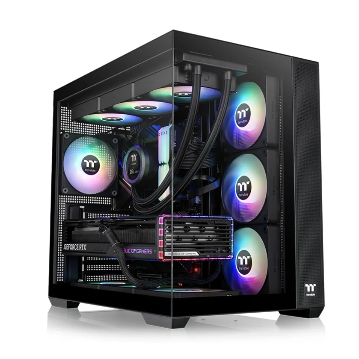 Thermaltake Gabinete TT View 380 Mid-Tower TG x2 Fan ARGB x4 Black