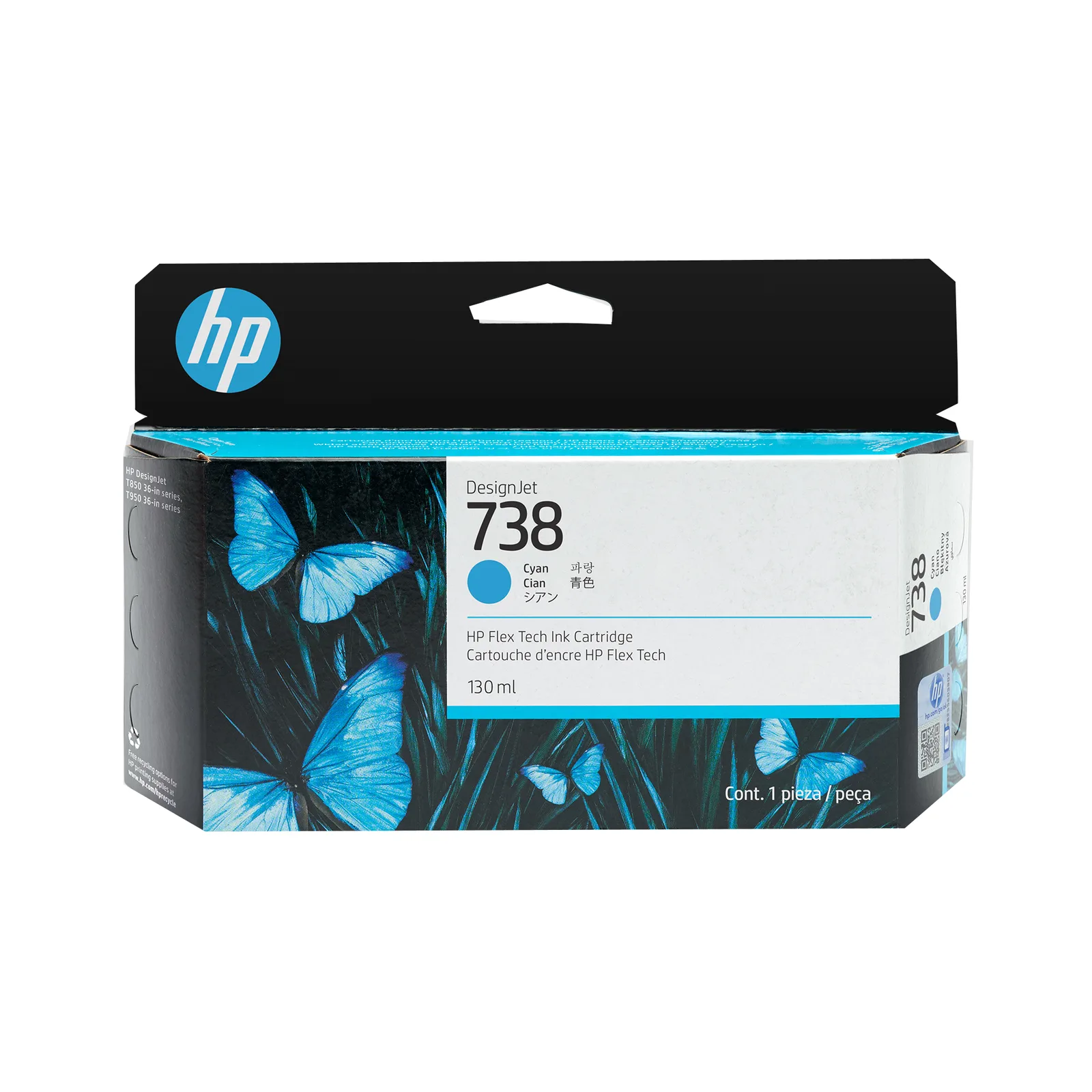 498N5A HP 738 130-ml Cyan DesignJet Ink