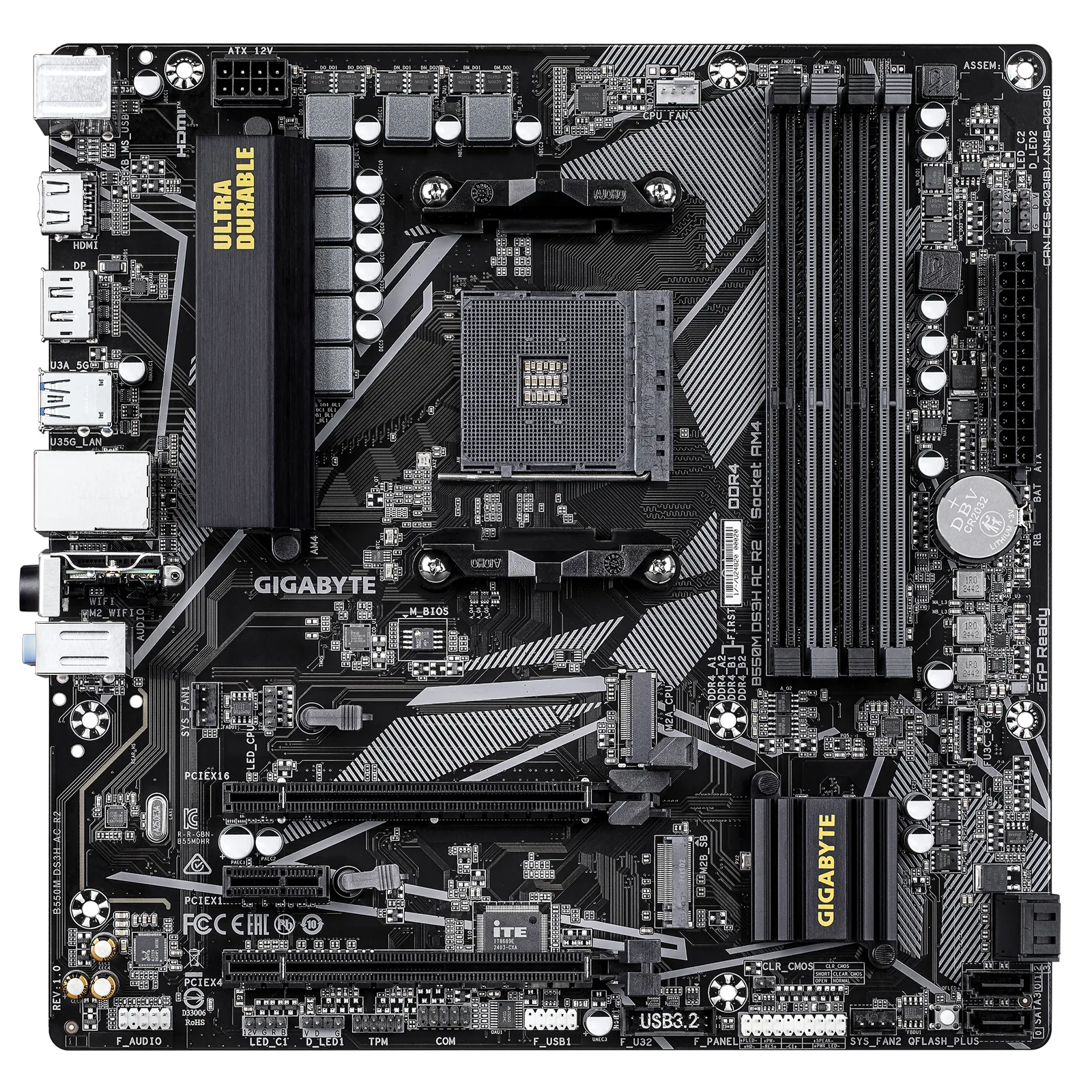 Mother Gigabyte B550M DS3H AC R2 DDR4 AM4 (Serie 3000/4000/5000)