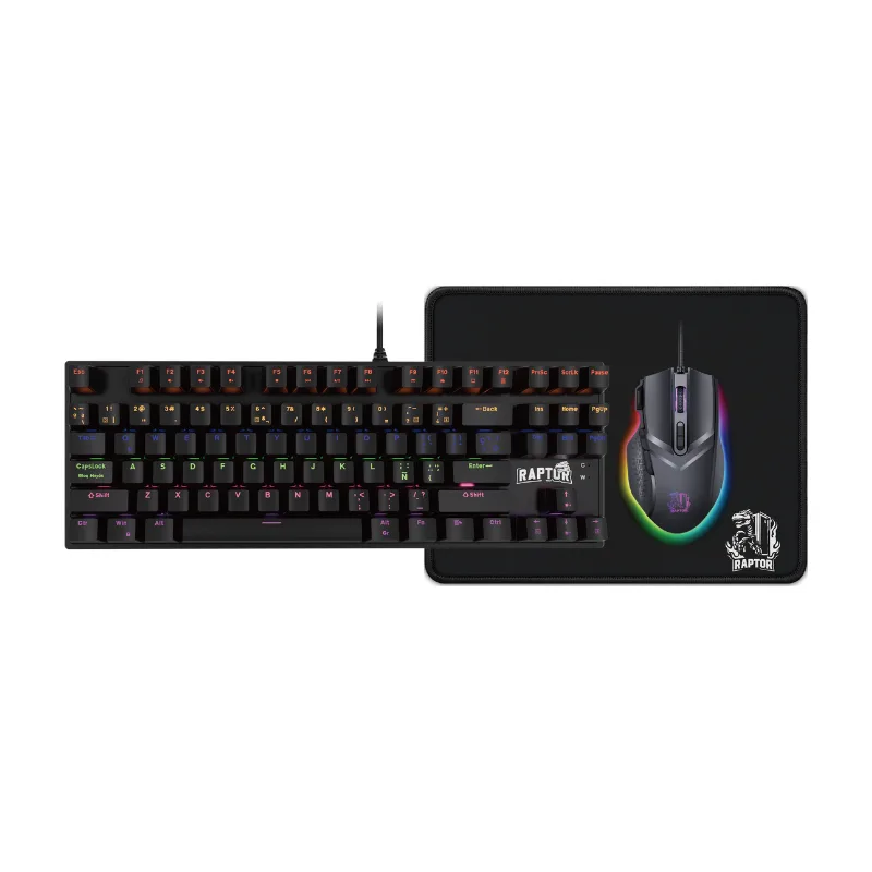 Combo Gamer Raptor Teclado Mecánico 87 teclas + Mouse RGB 7200dpi