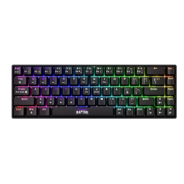 Teclado Gamer Raptor Fireclaw M68 Wireless Mecanico Retroiluminado Red